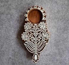 Handcrafted Wooden Floral Leaf T Light Decor Piece